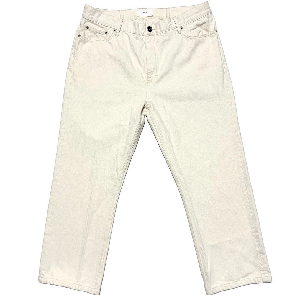 Mr P MR PORTER Organic Cotton Ecru Jeans Mens 38 Straight Leg Made In Portugal